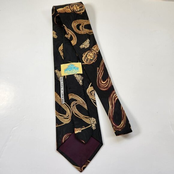 Tim Allen Home Improvement Men's Necktie Polyester Black & Gold 56" x 4" Vintage - Picture 6 of 9